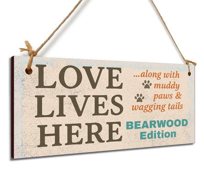 Dog Lover's Hanging Wooden Sign – Handmade Rustic Decor for Bearwood Homes