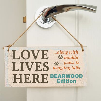 Dog Lover's Hanging Wooden Sign – Handmade Rustic Decor for Bearwood Homes