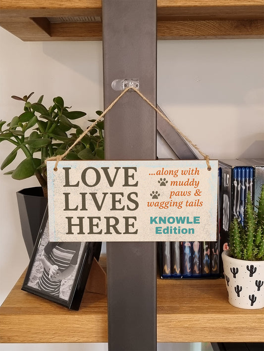 Dog Lover's Hanging Wooden Sign – Handmade Rustic Decor for Knowle Homes
