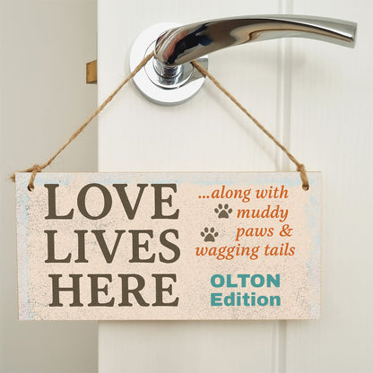 Dog Lover's Hanging Wooden Sign – Handmade Rustic Decor for Olton Homes