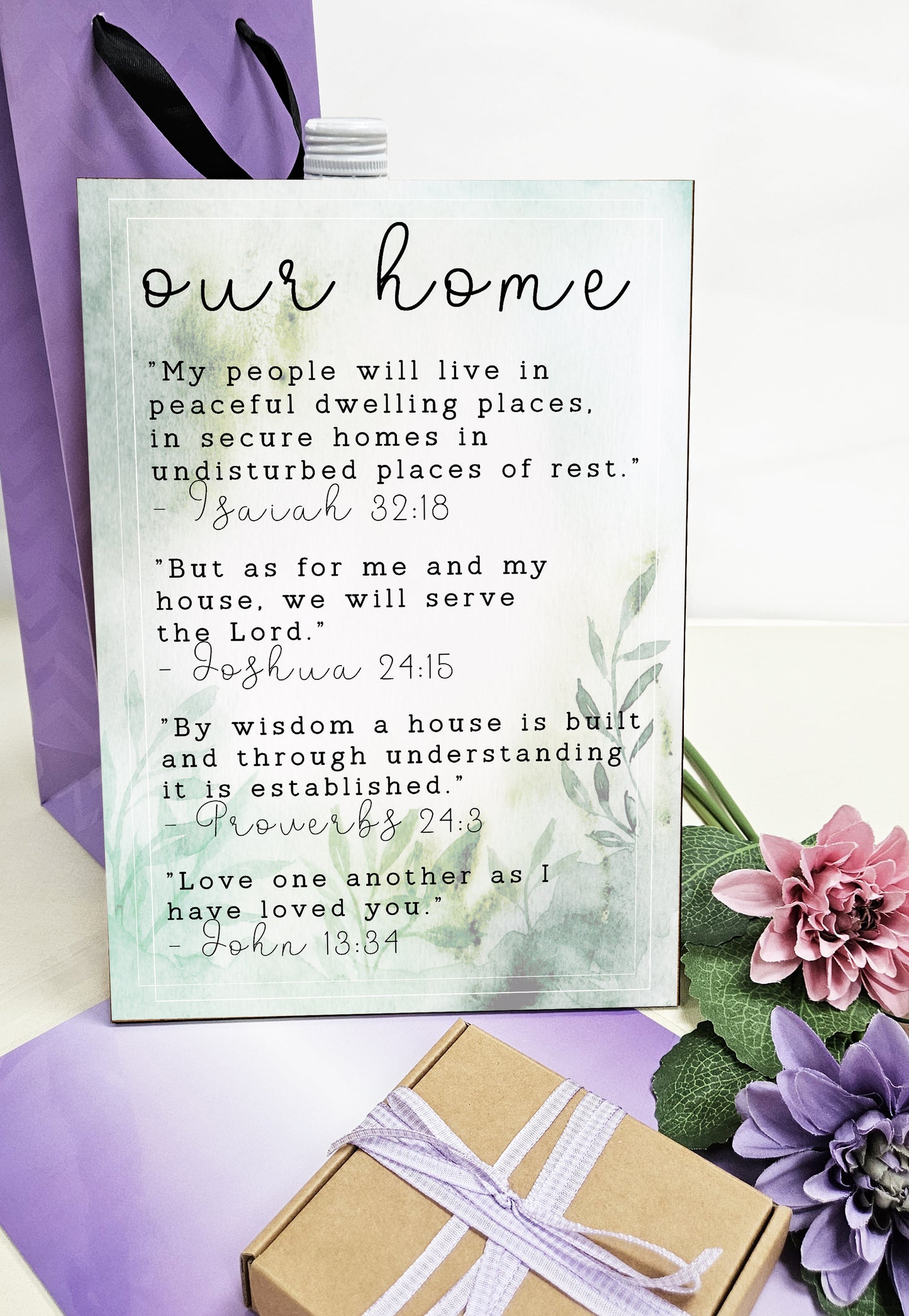 Christian Bible Verse A4 Wooden Plaque Print Sign Wall Art for Home Decor Gifts for Women Inspirational Comforting Family