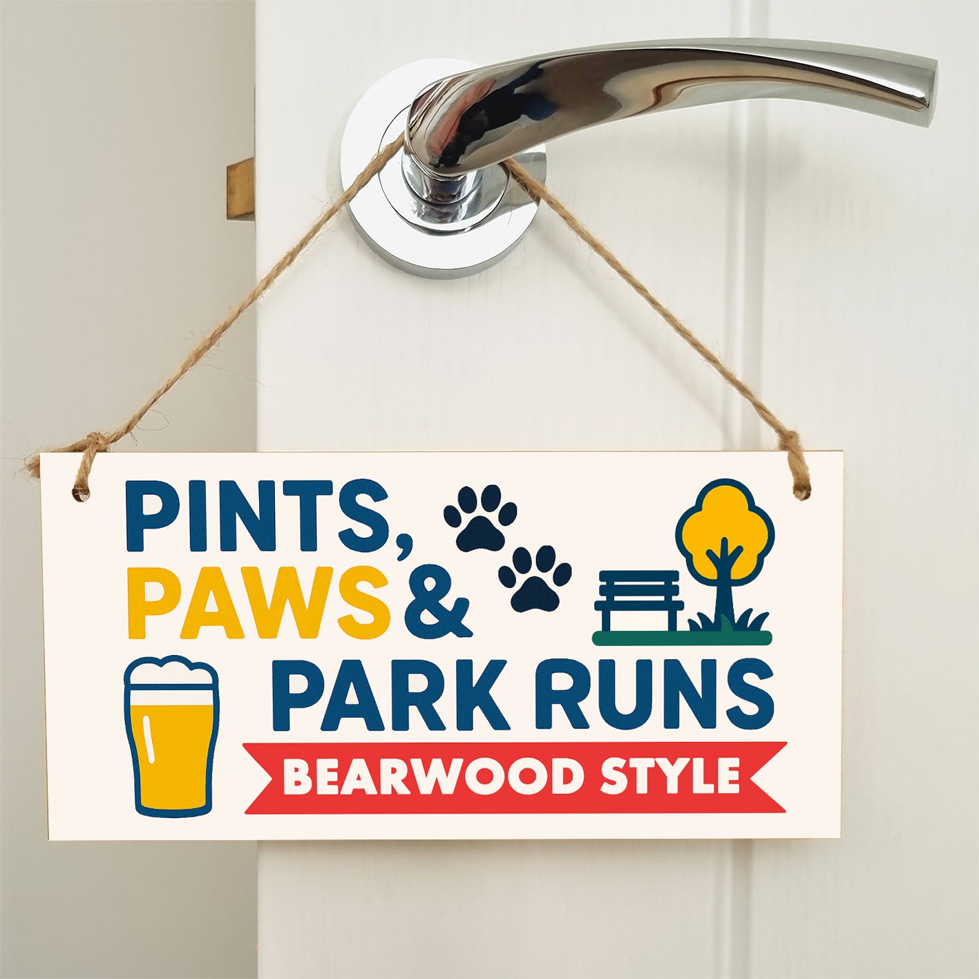 Dog Lover's Hanging Wooden Sign – Handmade Rustic Decor for Bearwood Homes