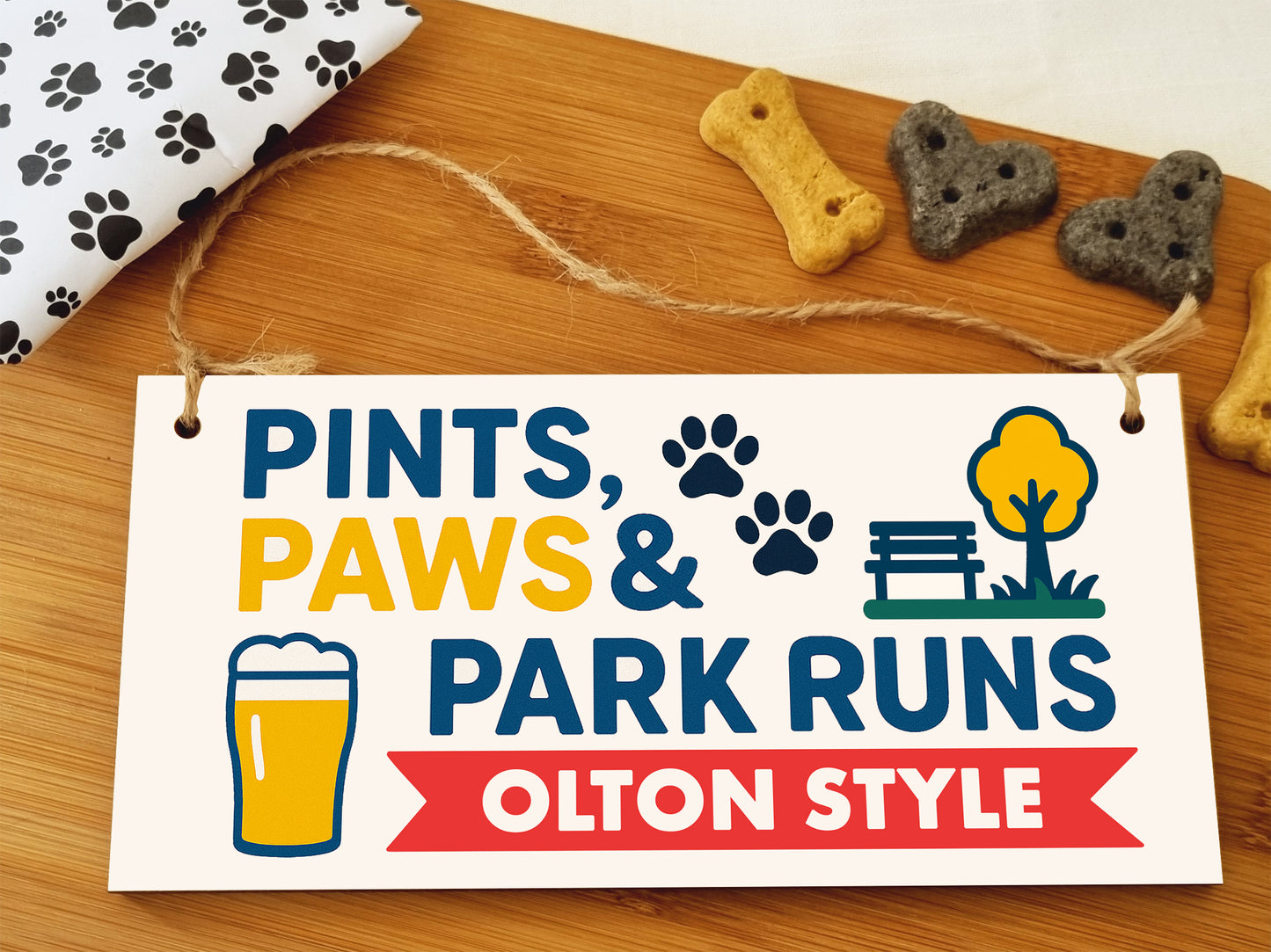 Dog Lover's Hanging Wooden Sign – Handmade Rustic Decor for Olton Homes