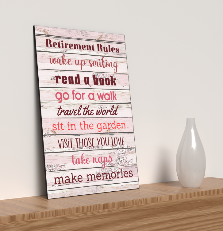 Motivational Wall Art Sign Plaque Inspire Every Day Vibrant Print Retirement Rules A4 Wooden Home Decor Uplifting Decoration