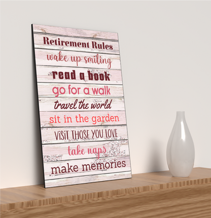 Motivational Wall Art Sign Plaque Inspire Every Day Vibrant Print Retirement Rules A4 Wooden Home Decor Uplifting Decoration