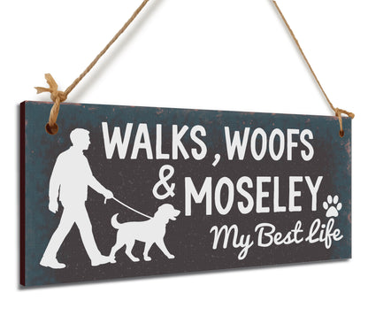 Dog Lover's Hanging Wooden Sign – Handmade Rustic Decor for Moseley Homes