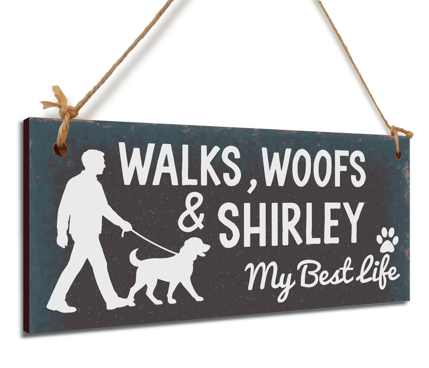 Dog Lover's Hanging Wooden Sign – Handmade Rustic Decor for Shirley Homes